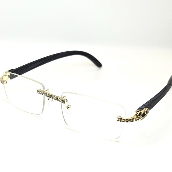 Men Clear Sunglasses Square Gold Trandy Shades Hip Hop Iced Out Diamond  Lentes - Picture 3 of 3